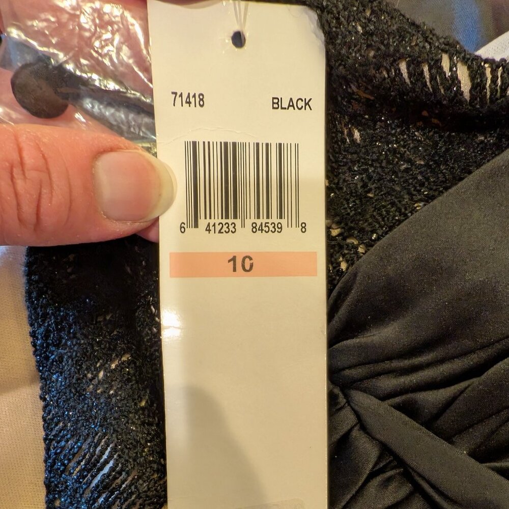 Maggy London Black Crochet Accent Halter Midi Dress, Size 10, New With Tags! - Picture 11 of 13
